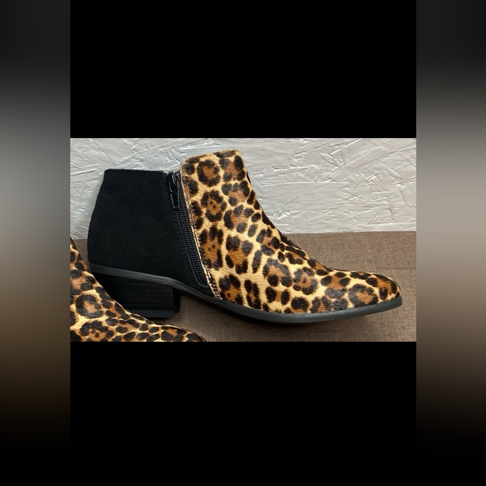 G.H. Bass Nina Women's Booties Leopard Print Calf Hair Black Suede Zip Size 6M - Picture 4 of 14